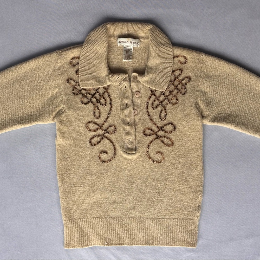 Jones New York Tan Cowl Neck Sweater